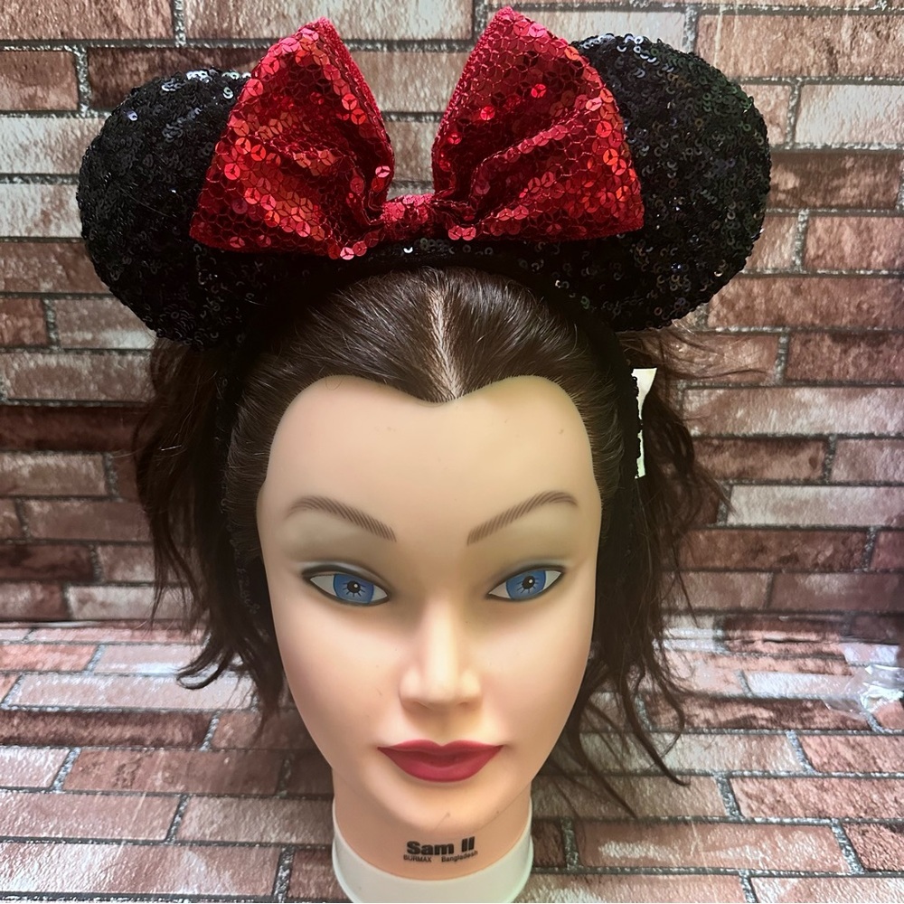 Disney Sequin Red and Black Mouse Ears Headband - Picture 13 of 13